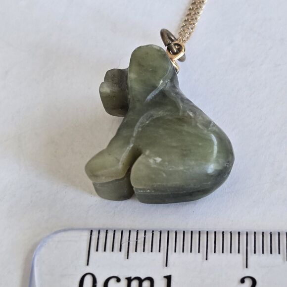 Vintage Carved Nephrite Jade Animal Pendant Necklace 1/20 12K Gold Filled Chain - Picture 15 of 16